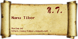 Nanu Tibor névjegykártya